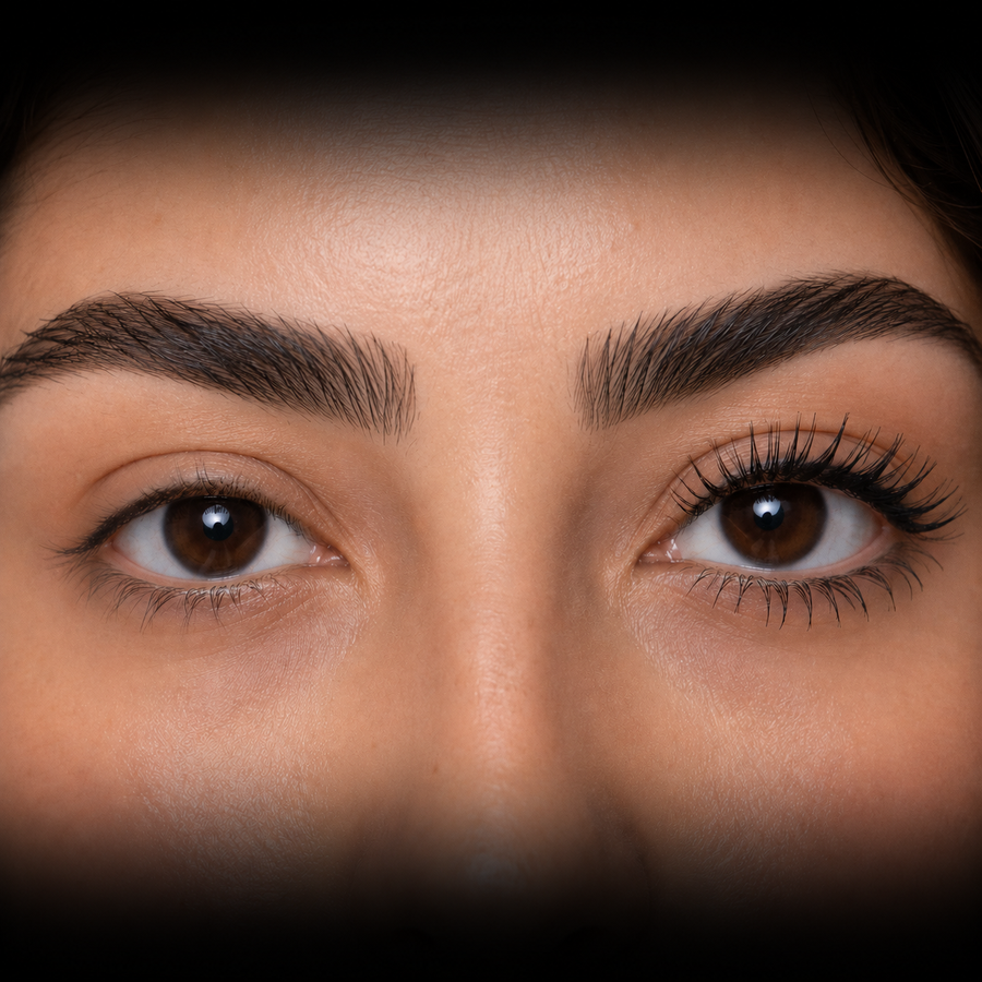 Lash Me Black before and after — natural lashes vs one coat